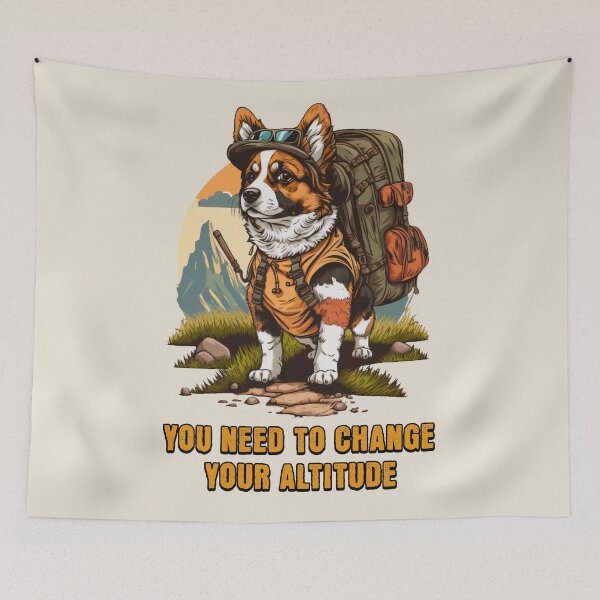 Item preview, You Need To Change Your Altitude, Funny Hiking Corgi Dog Gift designed and sold by InkyGenies.