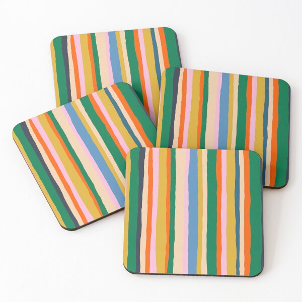 Item preview, Colorful Summer Stripes Vertical Pattern Green Mustard Orange Pink Blue designed and sold by kierkegaard.