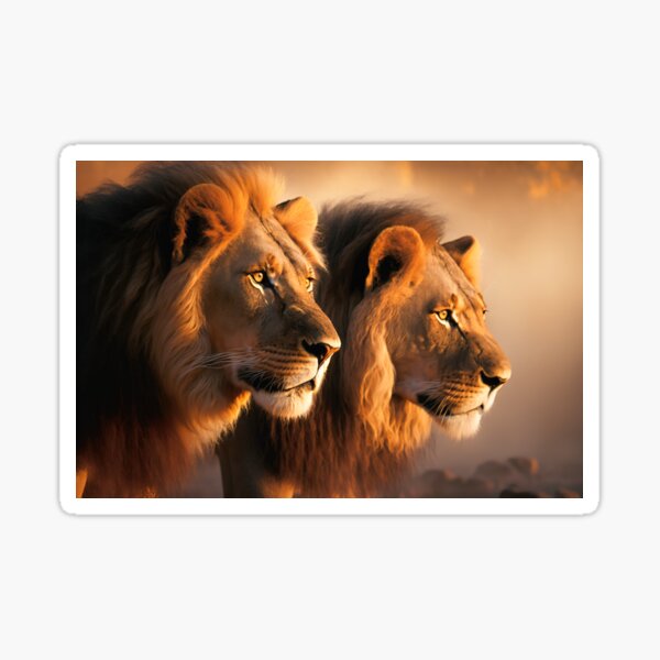 Aperçu de l'œuvre Deux frères lions dans la savane africaine créée et vendue par RK - Shop.