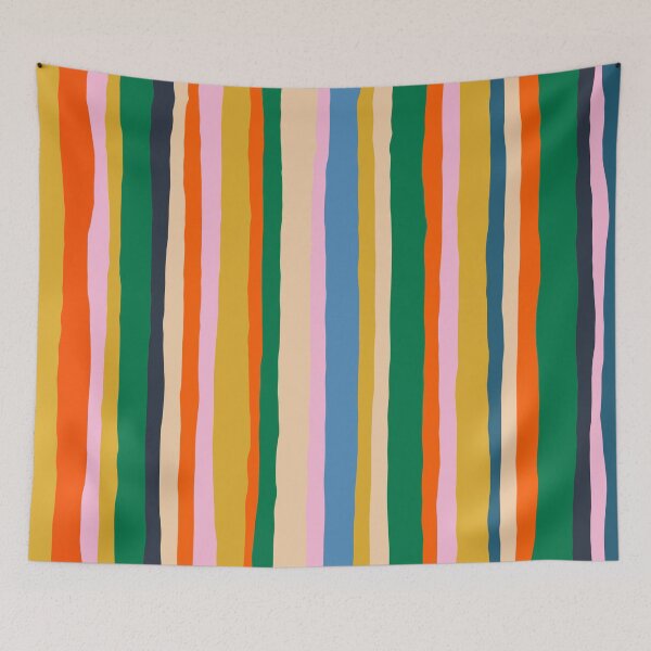 Item preview, Colorful Summer Stripes Vertical Pattern Green Mustard Orange Pink Blue designed and sold by kierkegaard.
