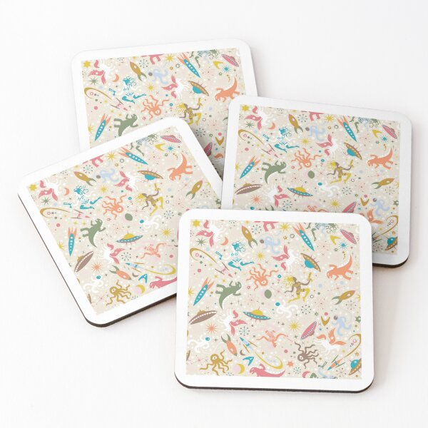 Item preview, Midcentury Space Adventure Ditsy - in pastels on cream by Cecca Designs designed and sold by Cecca-Designs.