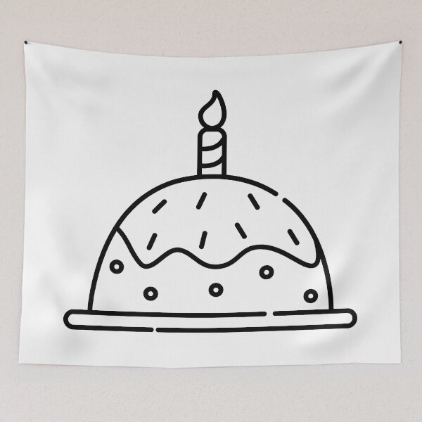 Item preview, Cute birthday cake black line illustration designed and sold by OM-lova.