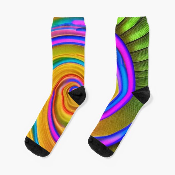 Spiral, helix, scroll, loop, snail, winding, anfraction, iridescent, vortex, gyre, rainbow photo Socks