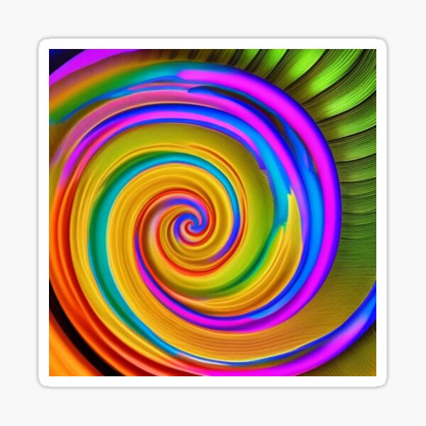 Spiral, helix, scroll, loop, snail, winding, anfraction, iridescent, vortex, gyre, rainbow photo Sticker