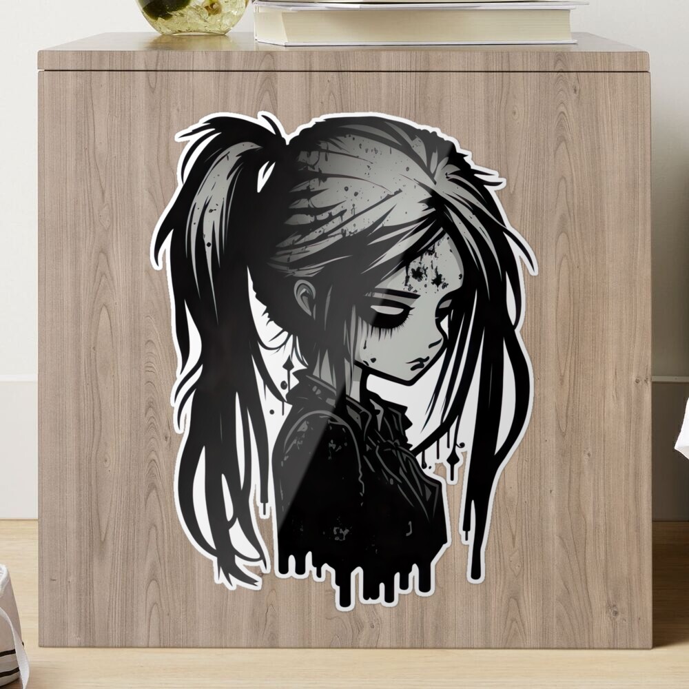 Anime Witch Sticker/ Manga Anime Sticker/ Edgy Anime Manga/ Edgy Goth Manga  Sticker/ Edgy Anime Teebubble-free Stickers 