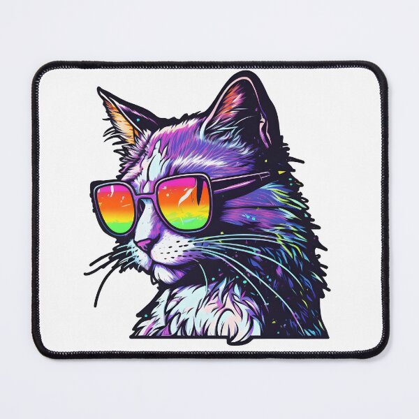 Item preview, synthwave cat designed and sold by CustomPrintHub.