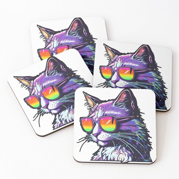 Item preview, synthwave cat designed and sold by CustomPrintHub.