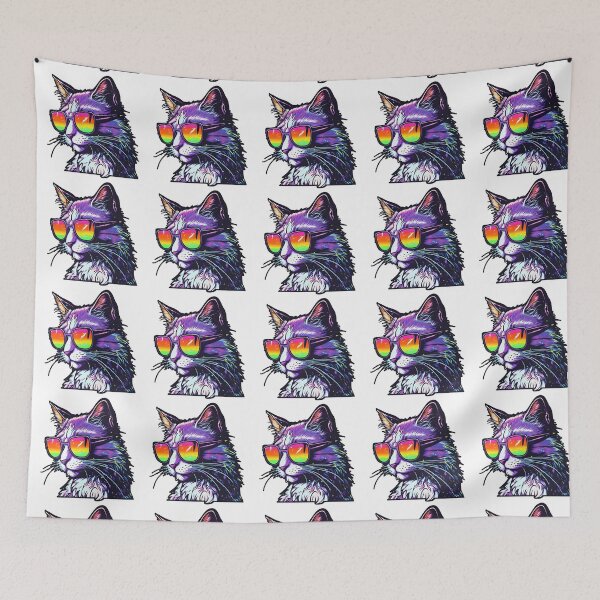 Item preview, synthwave cat designed and sold by CustomPrintHub.