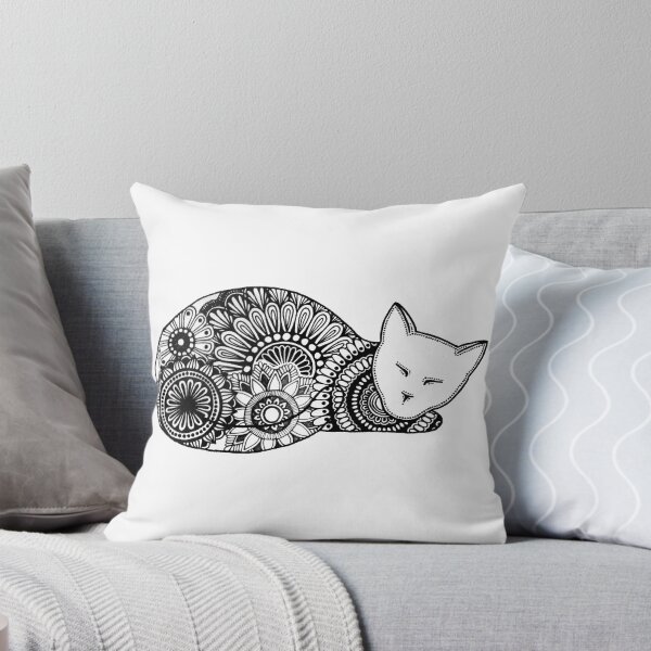 Item preview, Sleeping Mandala Cat (black/white) designed and sold by Calen  Picard-Carroll.
