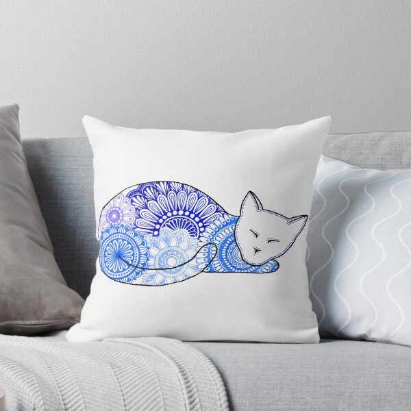 Item preview, Sleeping Mandala Cat (blue/white) designed and sold by Calen  Picard-Carroll.