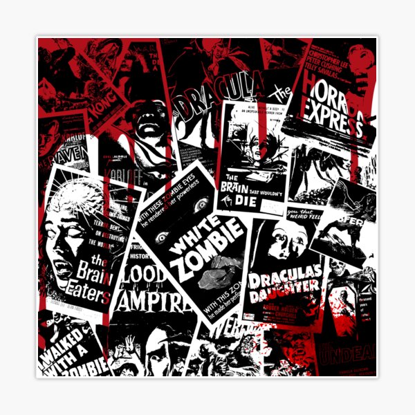 50 Black and White Horror Movie Stickers for Laptop/Water Bottle