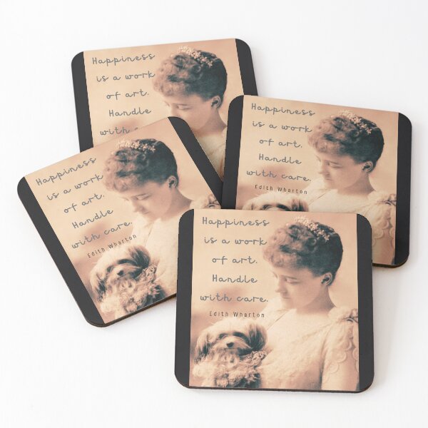 Item preview, Edith Wharton portrait and quote: Happiness is a work of art. Handle with care. designed and sold by artbleed.