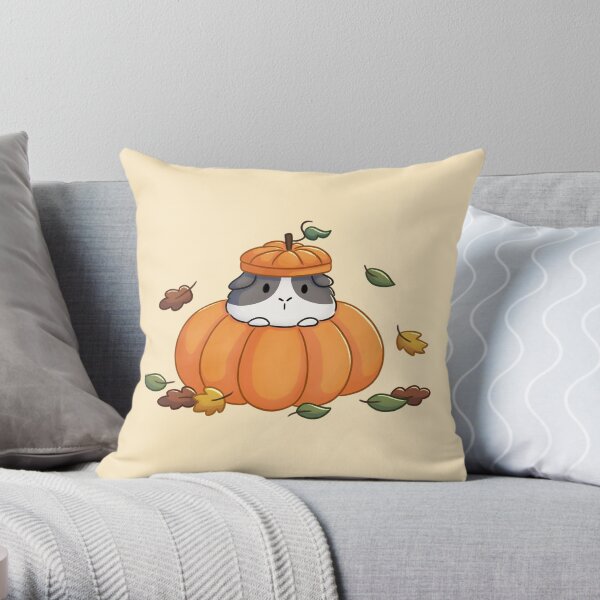 Guinea Pig In Pumpkin Throw Pillow