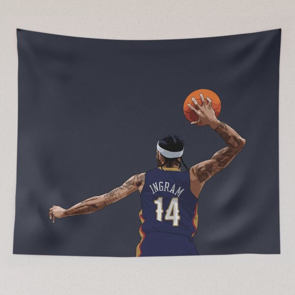 Item preview, Brandon Ingram New Orleans Vector Back blue medium print Qiangy designed and sold by EerieHarakiri.