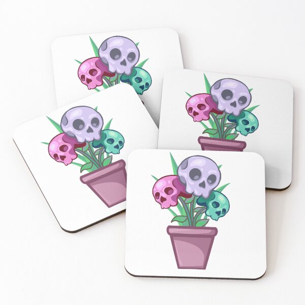 Item preview, Cute Pastel Goth Skull Flowers in Vase Sticker designed and sold by 10six.