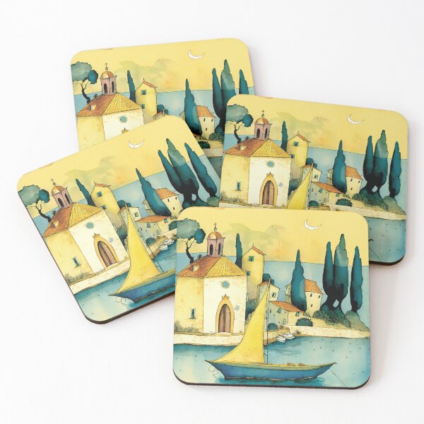 Item preview, Mediterranean vilage painting designed and sold by SvarunPogani.