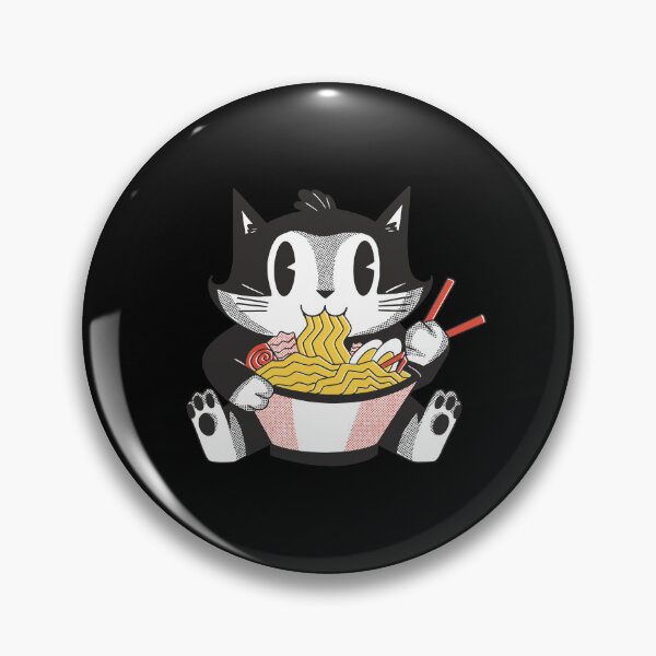 Item preview, Kawaii Retro Cat Eating Ramen  designed and sold by The Jackalope.