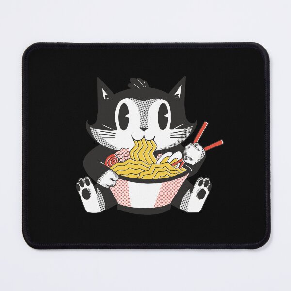 Item preview, Kawaii Retro Cat Eating Ramen  designed and sold by The Jackalope.