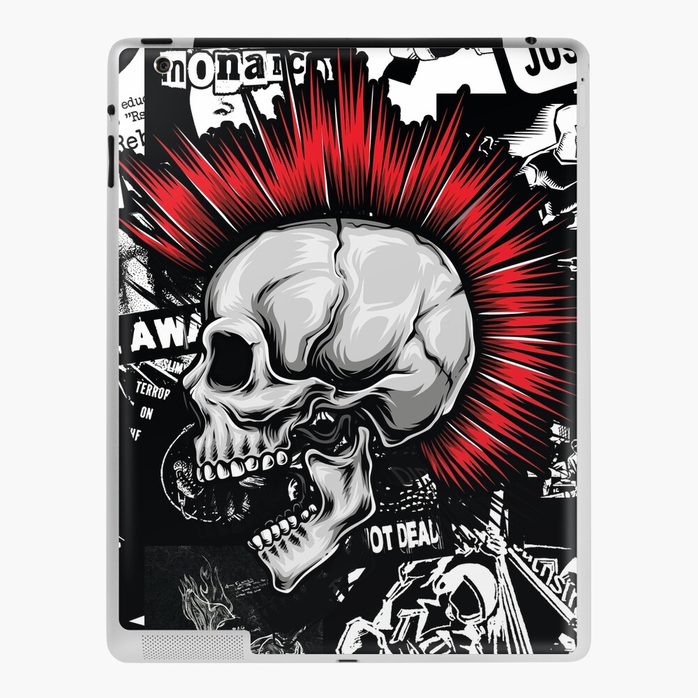 Punk Collage Anarchy and Chaos with Red Mohawk Punk Skull | Poster