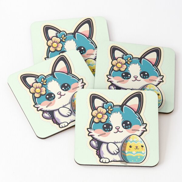 Item preview, Easter kawaii cat with easter egg designed and sold by The Graphic Letters.
