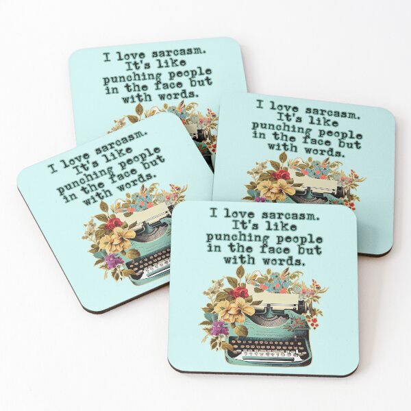 Item preview, I love sarcasm. It's like punching people in the face but with words. Retro typewriter with beautiful flowers. designed and sold by JoyOfHopeStore.