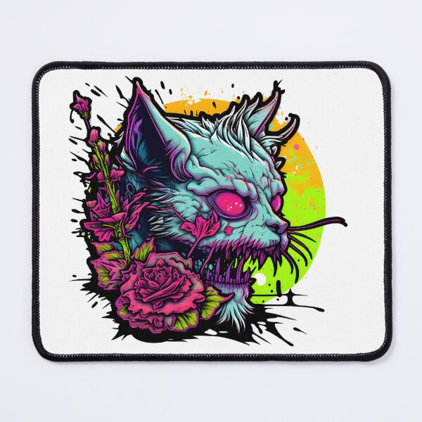 zombie synthwave flower cat Mouse Pad