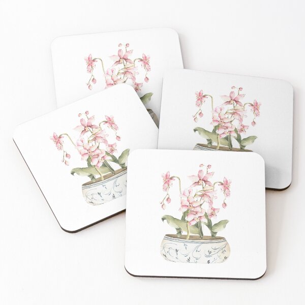 Item preview, Watercolor Pink Orchid Flowers in the Pot designed and sold by silviaol.