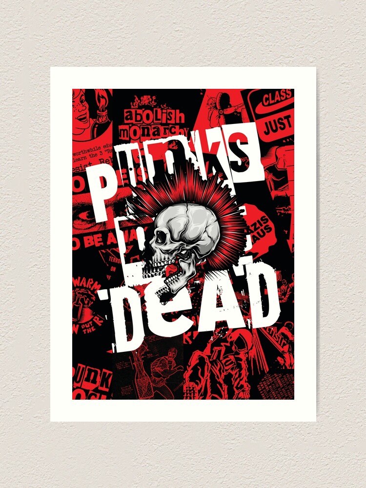 アート・デザイン・音楽 Punkouture: Fashioning a Revolt Punk Collage Punks Not Dead with Red Mohawk Punk Skull Red