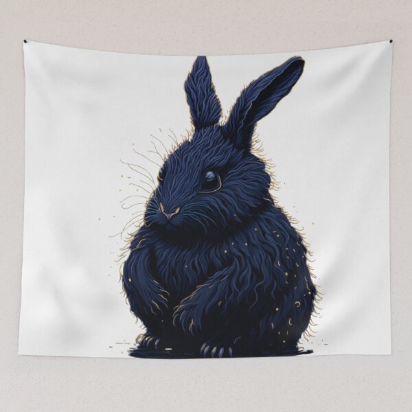 Item preview, Fantastical Fluff: Hyperdetailed Oil Painting of a Cute Black Rabbit" designed and sold by Valeree Store.
