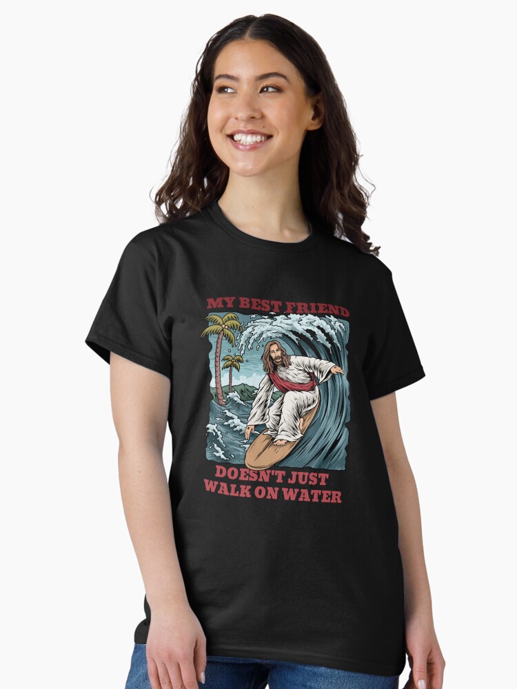 Thumbnail 1 of 7, Classic T-Shirt, Jesus Surfing designed and sold by ChristlikeMerch.