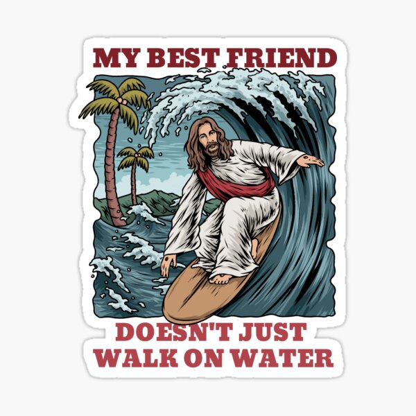 Jesus Surfing Sticker