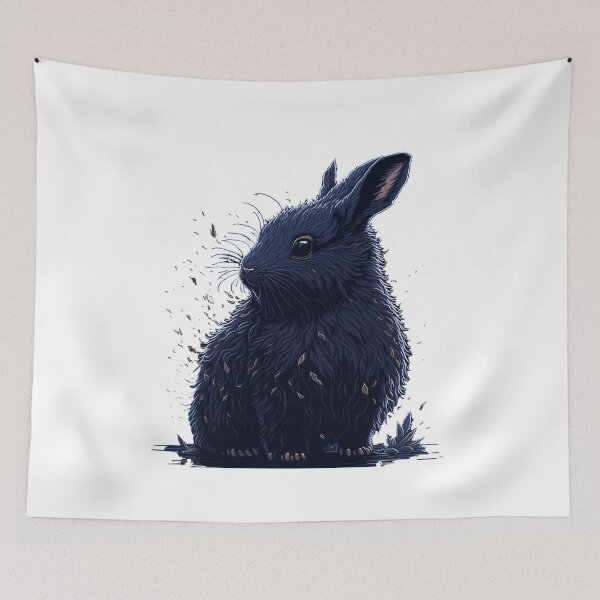 Item preview, Masterpiece Fantasy Art: Intricate Details of Fluffy Black Rabbit designed and sold by Valeree Store.