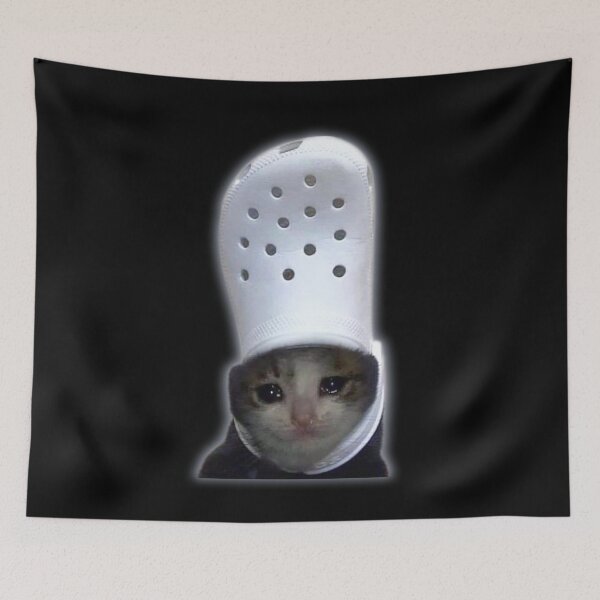 Item preview, Funny Crying Cat Put Shoe On Head Meme Kitten Lover designed and sold by Berrygomes.