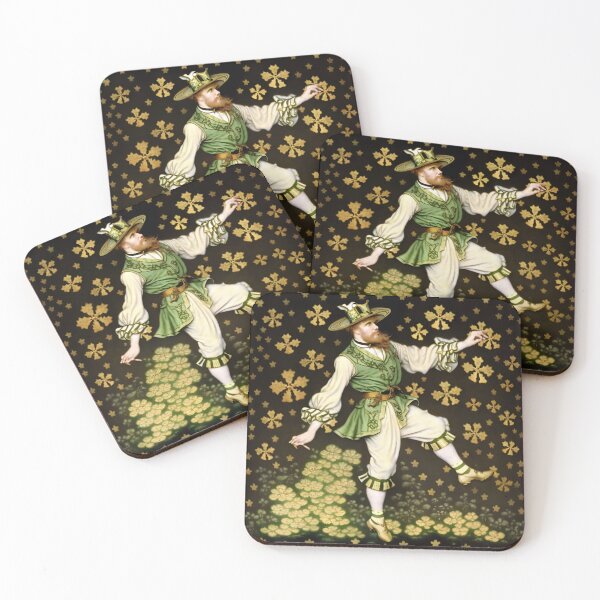 Item preview, Irish Leprechaun Dancing with Golden Shamrocks designed and sold by AuroraSpringer.