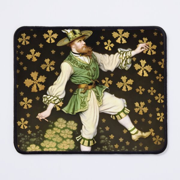 Item preview, Irish Leprechaun Dancing with Golden Shamrocks designed and sold by AuroraSpringer.