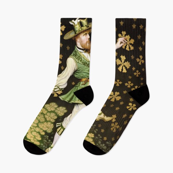 Item preview, Irish Leprechaun Dancing with Golden Shamrocks designed and sold by AuroraSpringer.