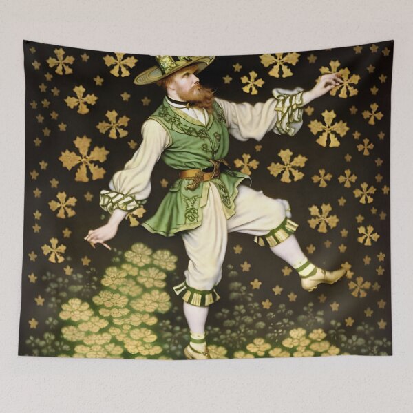 Item preview, Irish Leprechaun Dancing with Golden Shamrocks designed and sold by AuroraSpringer.