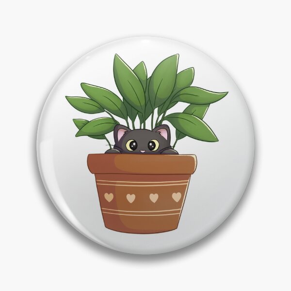 Black Cat In A Pot Pin
