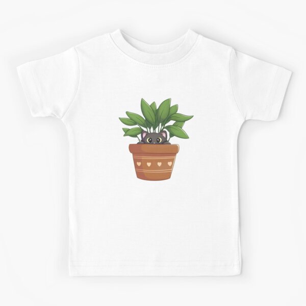 Chat noir dans un pot T-shirt enfant