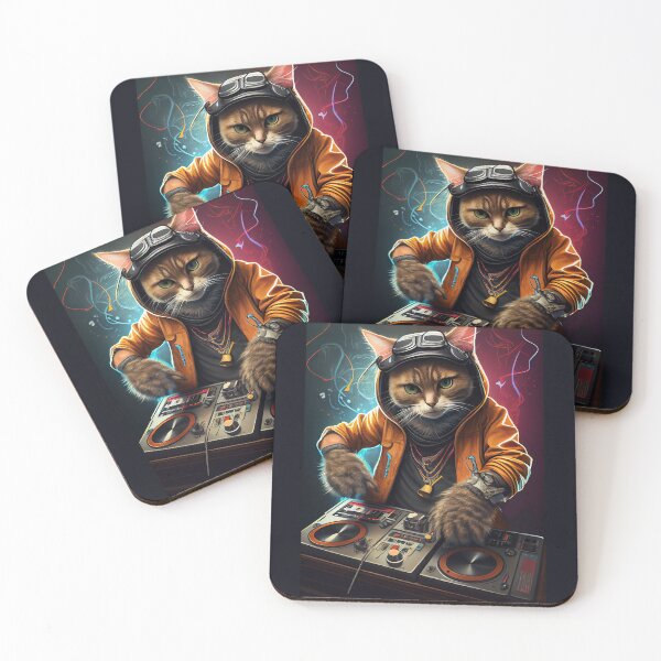 Item preview, dj cat portrait designed and sold by WildPortrait.