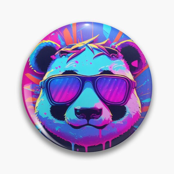 Item preview, Super cool panda, 80's retrowave art, synthwave style, animal art, bear designed and sold by SnorbelDesign.