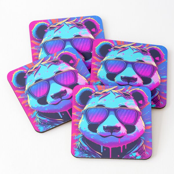 Item preview, Super cool panda, 80's retrowave art, synthwave style, animal art, bear designed and sold by SnorbelDesign.