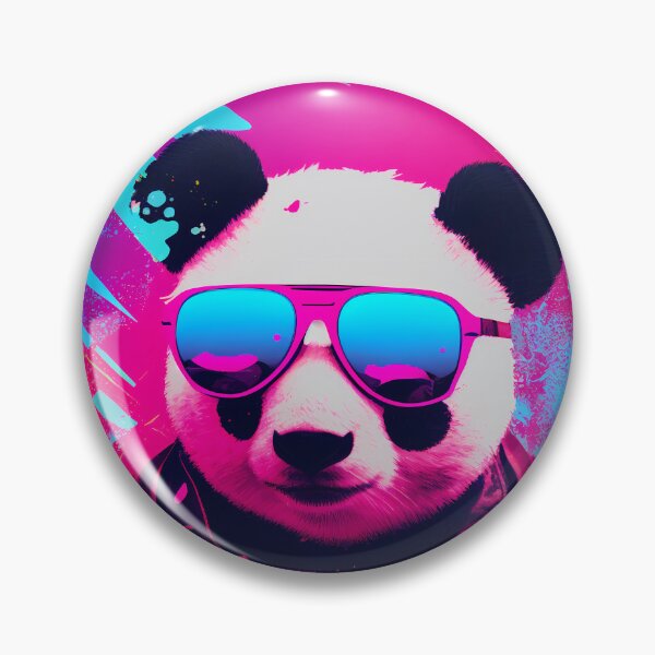 Item preview, Funny panda, 80's retrowave art, synthwave style, animal art, bear designed and sold by SnorbelDesign.