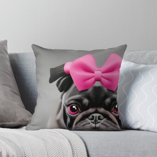 Item preview, Pug wearing pink bow. Pug mamma. Pug gift. Pug lover. Pug mummy designed and sold by Doggymadness.