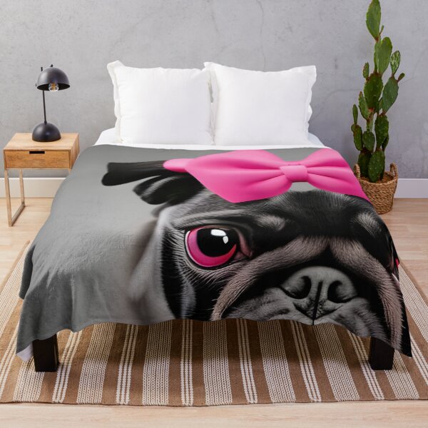 Item preview, Pug wearing pink bow. Pug mamma. Pug gift. Pug lover. Pug mummy designed and sold by Doggymadness.