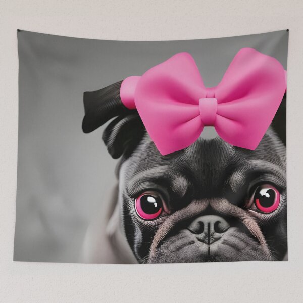 Item preview, Pug wearing pink bow. Pug mamma. Pug gift. Pug lover. Pug mummy designed and sold by Doggymadness.
