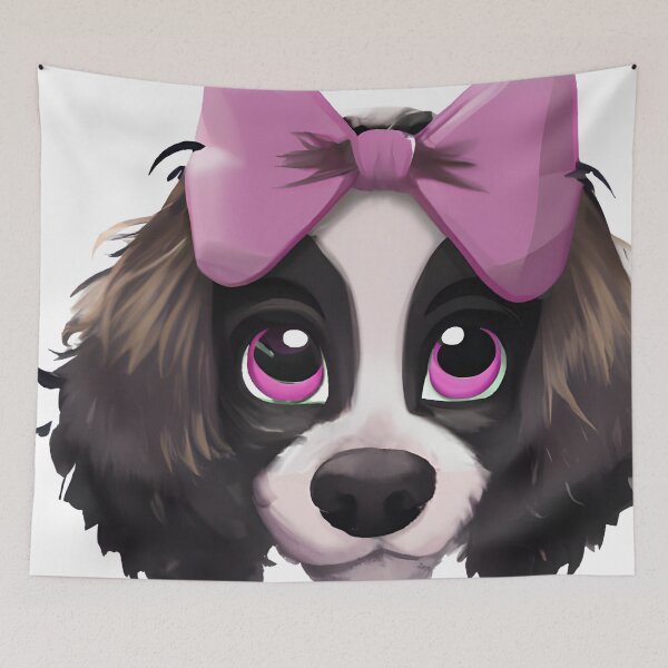 Artikelvorschau, Ein Spaniel, der eine rosa Schleife trägt, Spaniel-Mama, Spaniel-Mama, Spaniel-Mama entworfen und verkauft von Doggymadness.