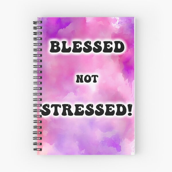Item preview, Blessed Not Stressed Text Design on a Pink and Purple Grunge Watercolor Background designed and sold by CGSGraphics.
