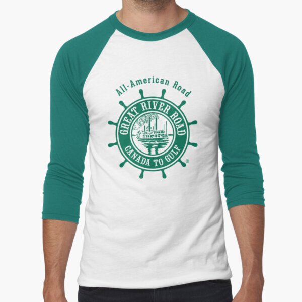 Great River Road - Paddle Wheel Logo - Green Baseball ¾ Sleeve T-Shirt