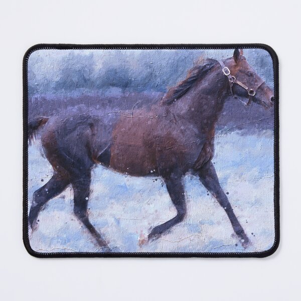 Item preview, Thoroughbred horse running – cool winter colors designed and sold by NickoPrints.
